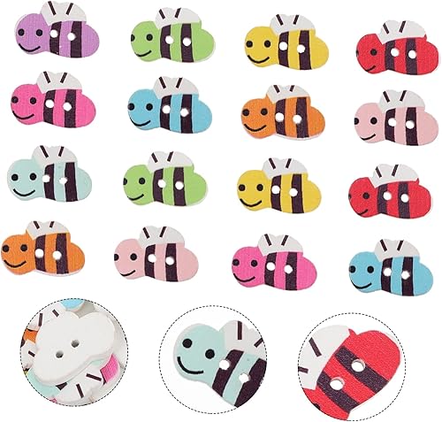 Miniatura 5 de Anneome Botones de mezclilla, 200 botones de madera de abeja, artes y manualidades para apliques, adornos, manualidades de madera para bolsos,