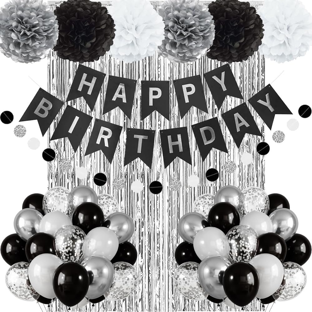 Geburtstagsdeko Blaugrün Blue, Kindergeburtstag Deko Mädchen Junge, Geburtstag Party Deko Teal Blue Gold Luftballons, Happy Birthday Banner, Pompons für Männer Frauen Geburtstag Party Dekoration