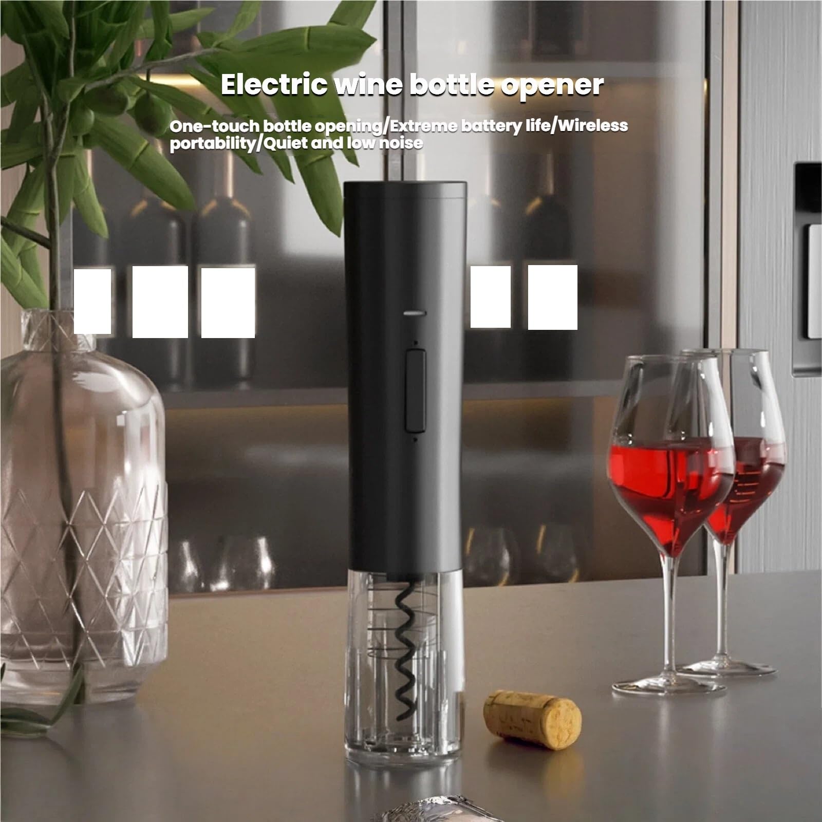 Abridores de Botellas, Abridor De Botellas Vino Eléctrico Recargable, Ideal For Reuniones Familiares Y Picnics Gadgets(Rot)