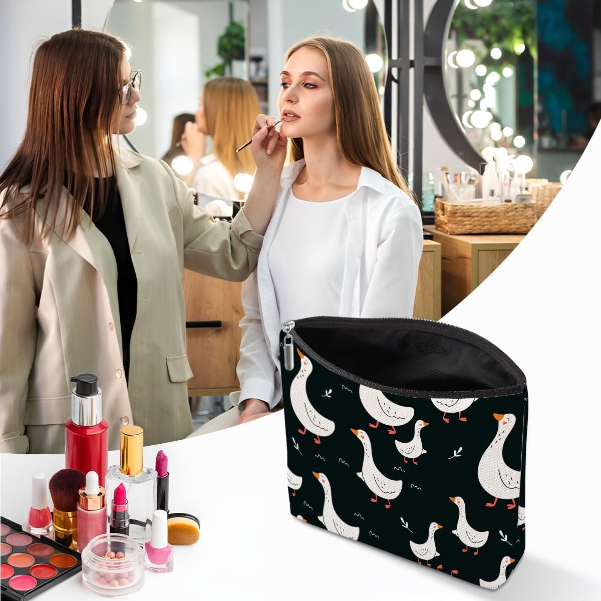 Cute Duck Makeup Bag Duck Gifts Duck Themed Gifts Cosmetic Bag Travel Pouch image 5