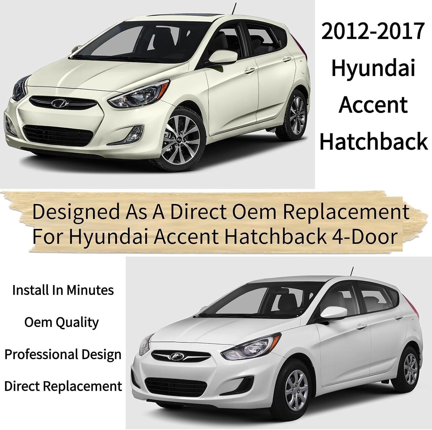 Rear Wiper Blade & Arm Replacement for Hyundai Accent Hatchback 2012-2017 2016 2015 2014 2013 Fit for GLS GS SE Sport Value Edition Models All-Weather All Season Rear Back Windshield Wiper Blade Set