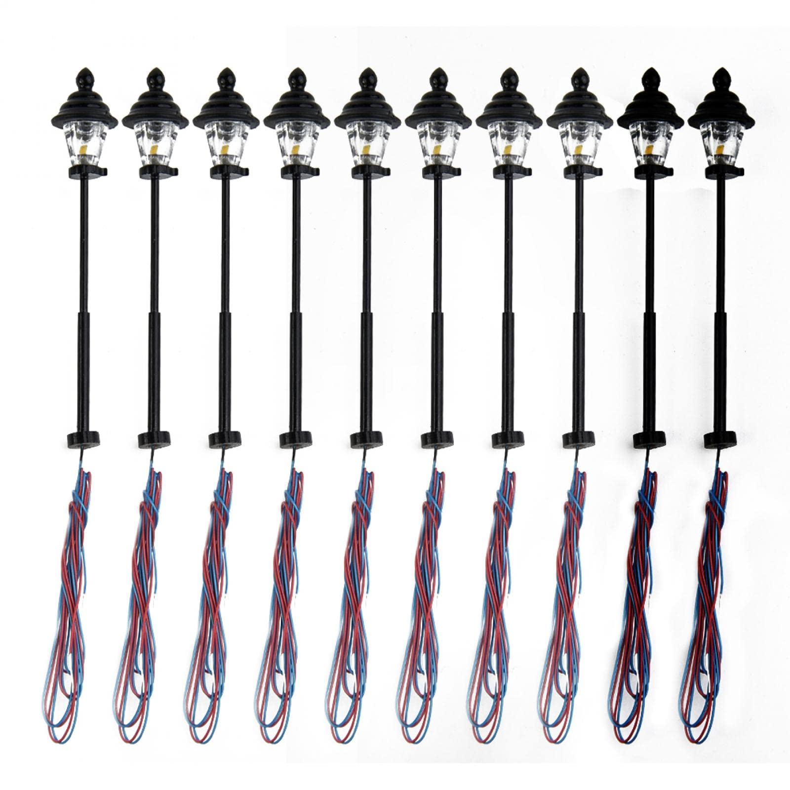 Lot De 10 Lampadaires LED échelle N 1:160 – 45 Mm – Décor De Chemin De Fer Et Bonsaï – Blanc Chaud