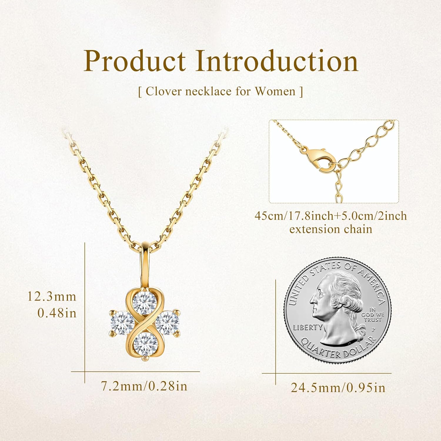 Heart Pendant Necklace for Women,14K Gold Plated Elegant Butterfly Necklace,infinity Clover flower Necklace on Christmas Valentines Day Gifts Birthday Thanksgiving Day Gifts for Her - Image 4