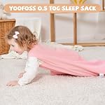 Yoofoss sac de couchage pour bébé 6-12 mois 100% Couverture en coton biologique pour bébé 2-Way Fermeture éclair TOG 0.5 Sac de couchage pour bébé, Sacs de sommeil pour bébé léger respirant (Moyen)