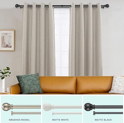 Miniatura 7 de Barras de cortina dobles con soportes de aluminio para ramo y remates redondos, barras de cortina negras mate para ventanas de 72 a 144 pulgadas,