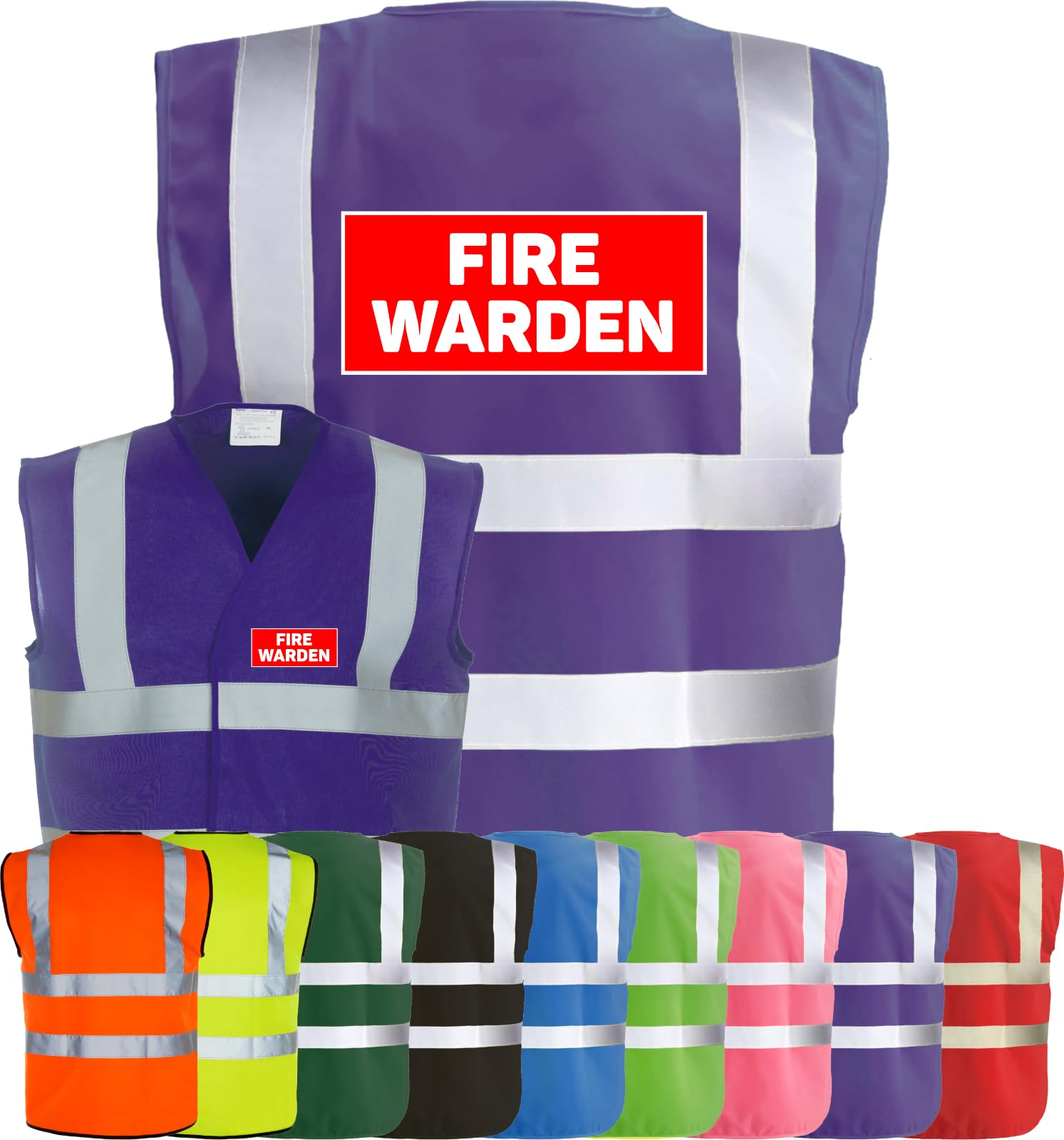 Corporate Togs FIRE WARDEN Printed Vest - High Visibility, Safety Waistcoat Tabard, British Standard CE Marked, Fastening Vest | Protective Safety Wear