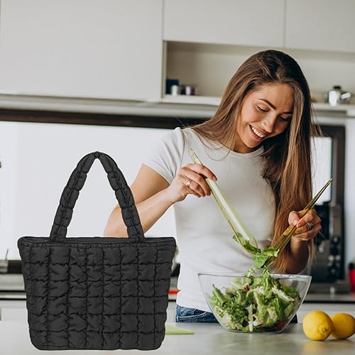 Miniatura 8 de CAMTOP Lonchera para mujeres y niñas, con aislamiento, bonita bolsa de almuerzo, bolsa enfriadora para trabajo, viajes, picnic (negro)