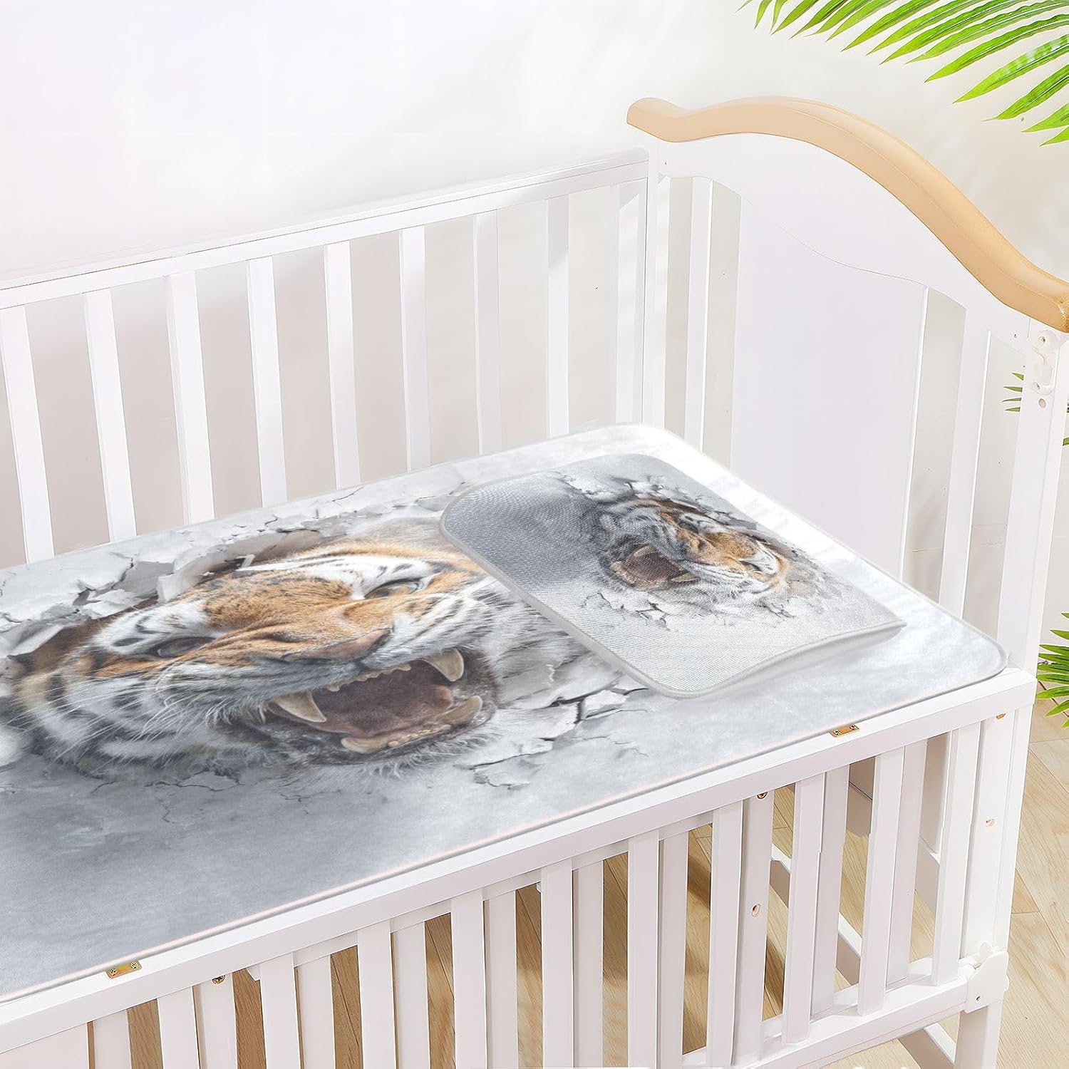 Cooling Baby Bassinet Mattress 28" x 52" Breathable Angry Tigers 3D Style Wall Art Bed Pads for Baby&Toddler