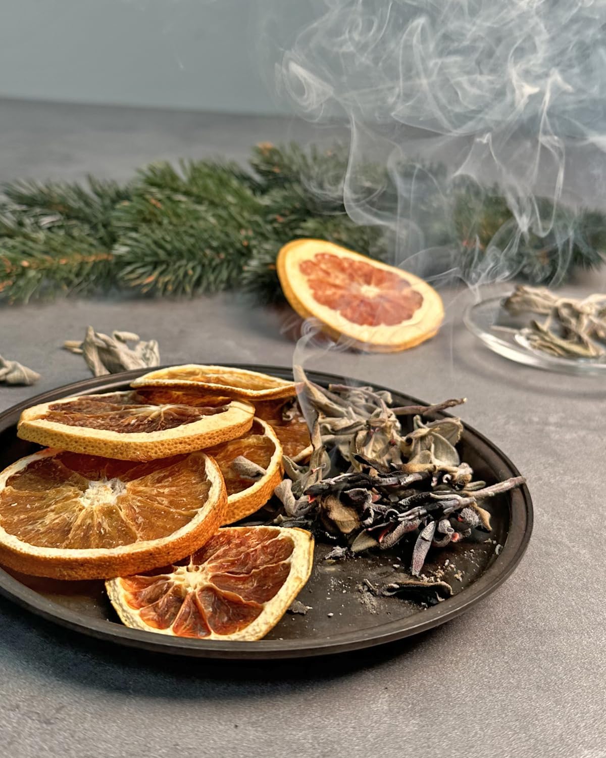 Potpourri Simmering, Sage Citrus Simmer Pot Kit with Sage, Dried Orange Slices, Grapefruit, Salt Stovetop Potpourri Kits for Spring Cleansing House, Abundance, Money, Negative Energy Cleanse
