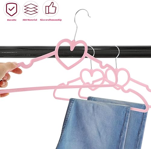 Miniatura 9 de Perchas prácticas de plástico ABS, paquete de 10 perchas antideslizantes con color y patrón de corazón, adecuadas para abrigos, camisas, vestidos,