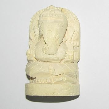Madurai Products Handcrafted Natural Wood Valampuri Vellerukku Vinayagar Thella Jilledu Ganapathi Root Calotropis Gigantea Lord Ganesh 8 Grams - White, X-Small