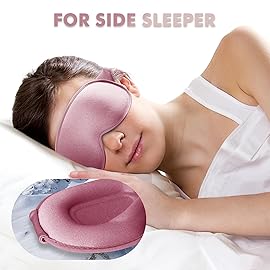 Sleep Eye Mask for Side Sleeper, Lash Extensions 3D Contoured Cup Sleeping Mask for Men Women, Travel Blackout Night Blindfold Eye Shade Cover with Adjustable Strap (Pink-Side Sleeper)
