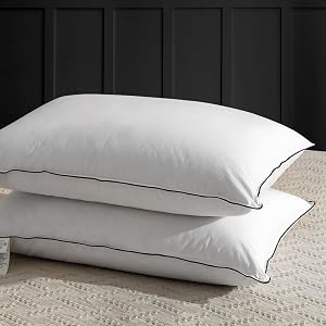 APSMILE Medium Firm Feather Down Pillows King Size Set of 2, Luxury Feather Pillow for Sleeping, 100% Organic Cotton Cover Hotel Bed Pillow Wrapped in Polyester (White, 20"x36")