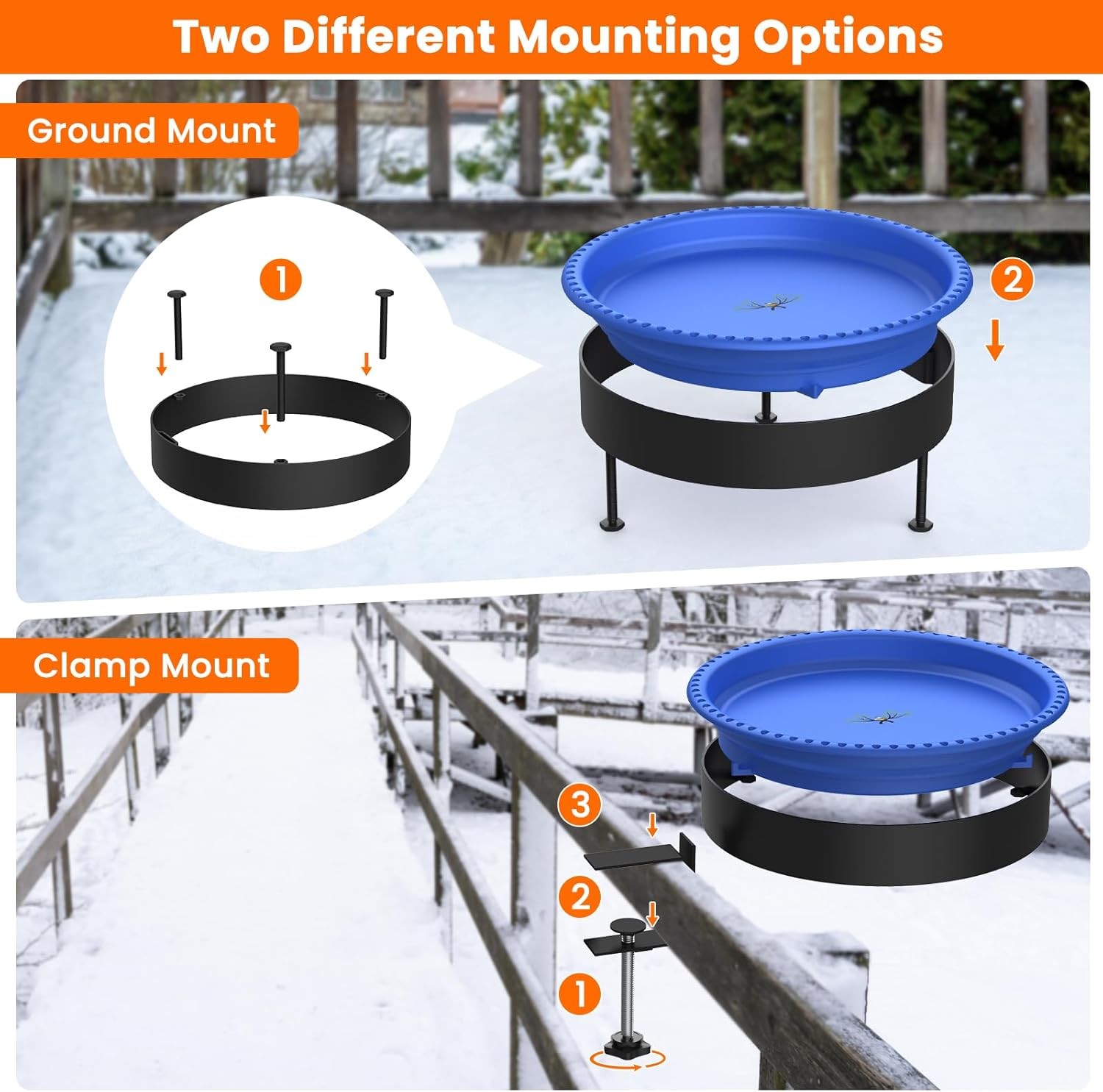 Keten Bird Bath Heater, 100W Thermostatically Controlled Heated Bird Baths Bowl for Winter, Prevents Birdbath Water from Freezing Suitable for Outdoors Garden Yard Patio Lawn