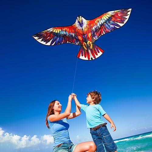 Miniatura 6 de HENGDA KITE Cometa de águila, para niños y adultos, fácil de volar, excelente diseño de tela y estructura, las imágenes son hermosas en alta