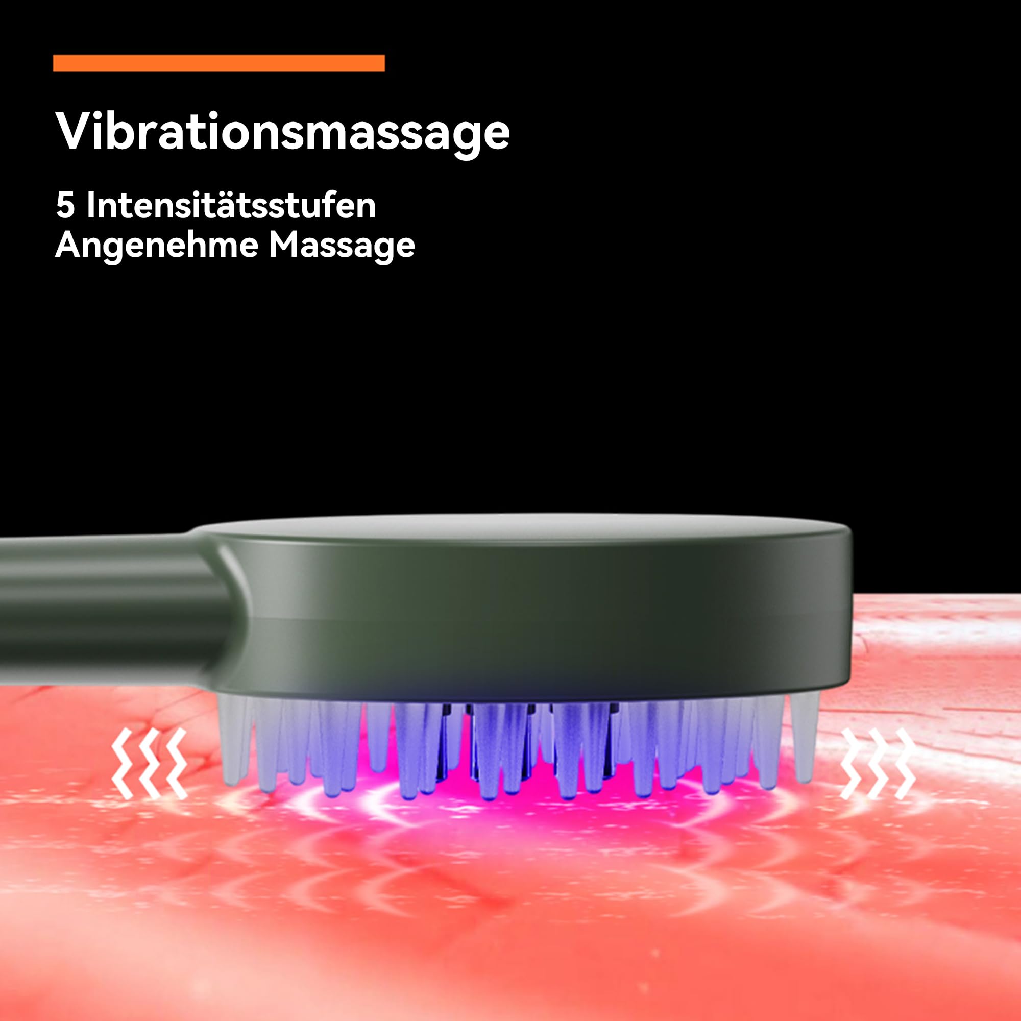 Elektrische Kopfhautmassagebürste Kopfmassagegerätmit Rot-Blau-Licht, 5 Vibrationsstufen, Silikonzähne, USB Aufladung Massagekamm für Kopfhautpflege & Haarentspannung