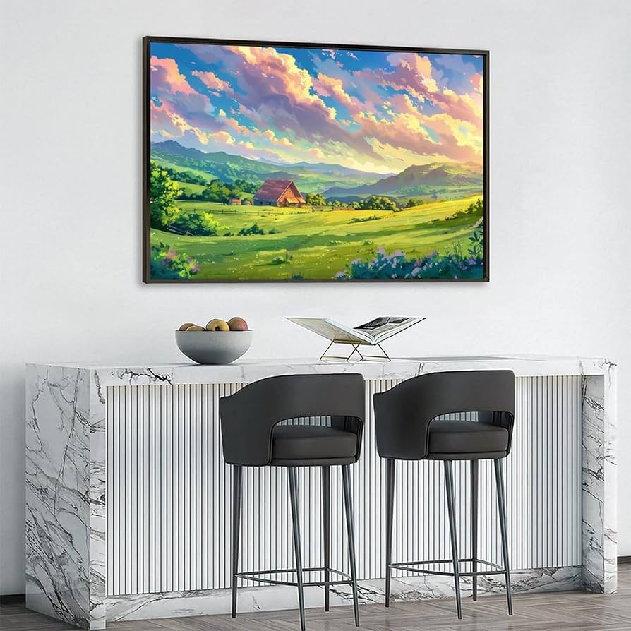 Amazon.co.jp: 絵画 美しい田畑と田園風景 アートパネル