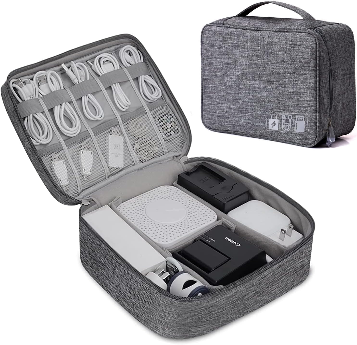 DAYONG Cable Organizer Bag, Electronic Accessories Bag, Portable Digital Storage Bag, Travel Gadgets Storage Case, Cable Organizer Bag Gadget Carry Bag for Hard Drives, Cables, Power, USB(Grey)