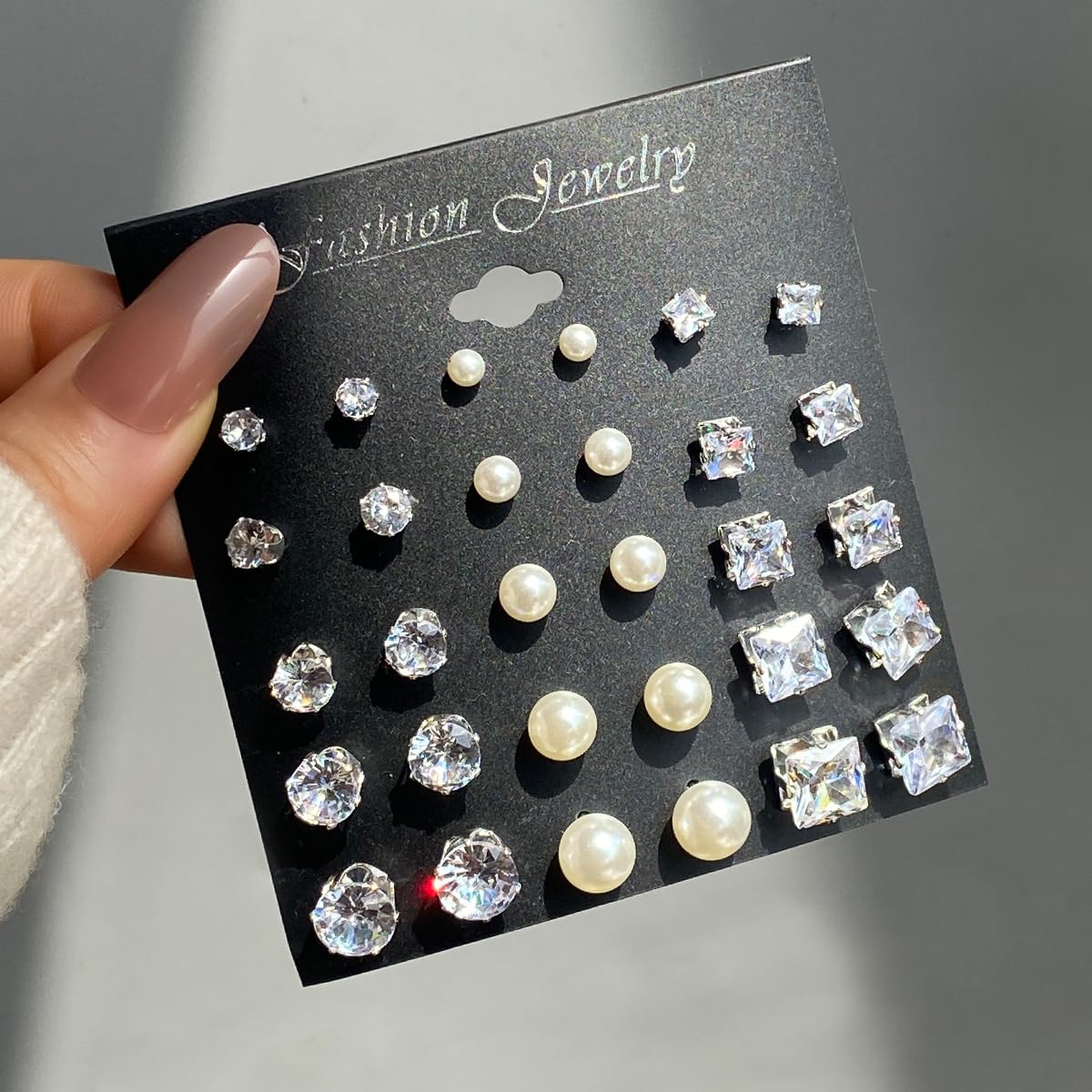 Juego de aretes tipo dormilona de plata para mujer, forma de lágrima triangular, cuadrados, redondos, con forma de lágrima, circonitas cúbicas transparentes, paquete de aretes de joyería de 3