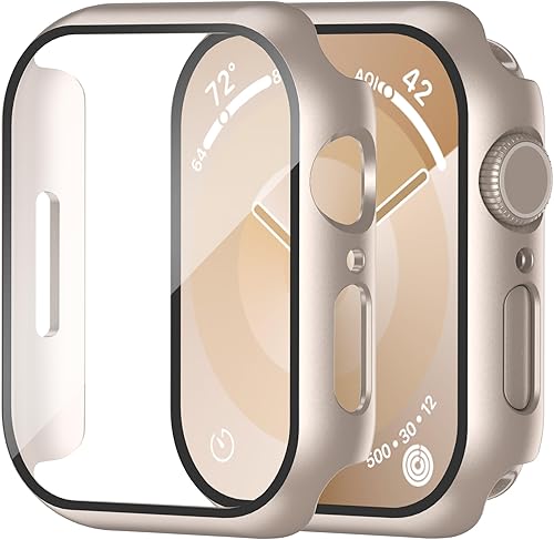 Miniatura 17 de Smiling Paquete de 2 fundas compatibles con Apple Watch Serie 3/Serie 2 de 1.49 pulgadas, protector de pantalla vidrio templado, carcasa rígida