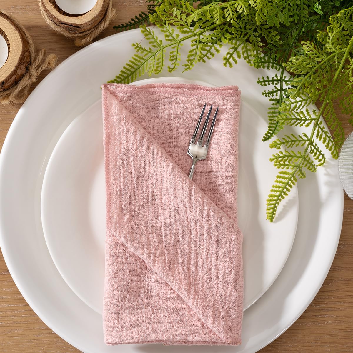 MLMW Cloth Napkins Set of 6 Pink Summer Linen Dinner Fabric Napkins Cloth Bulk Washable 16.5