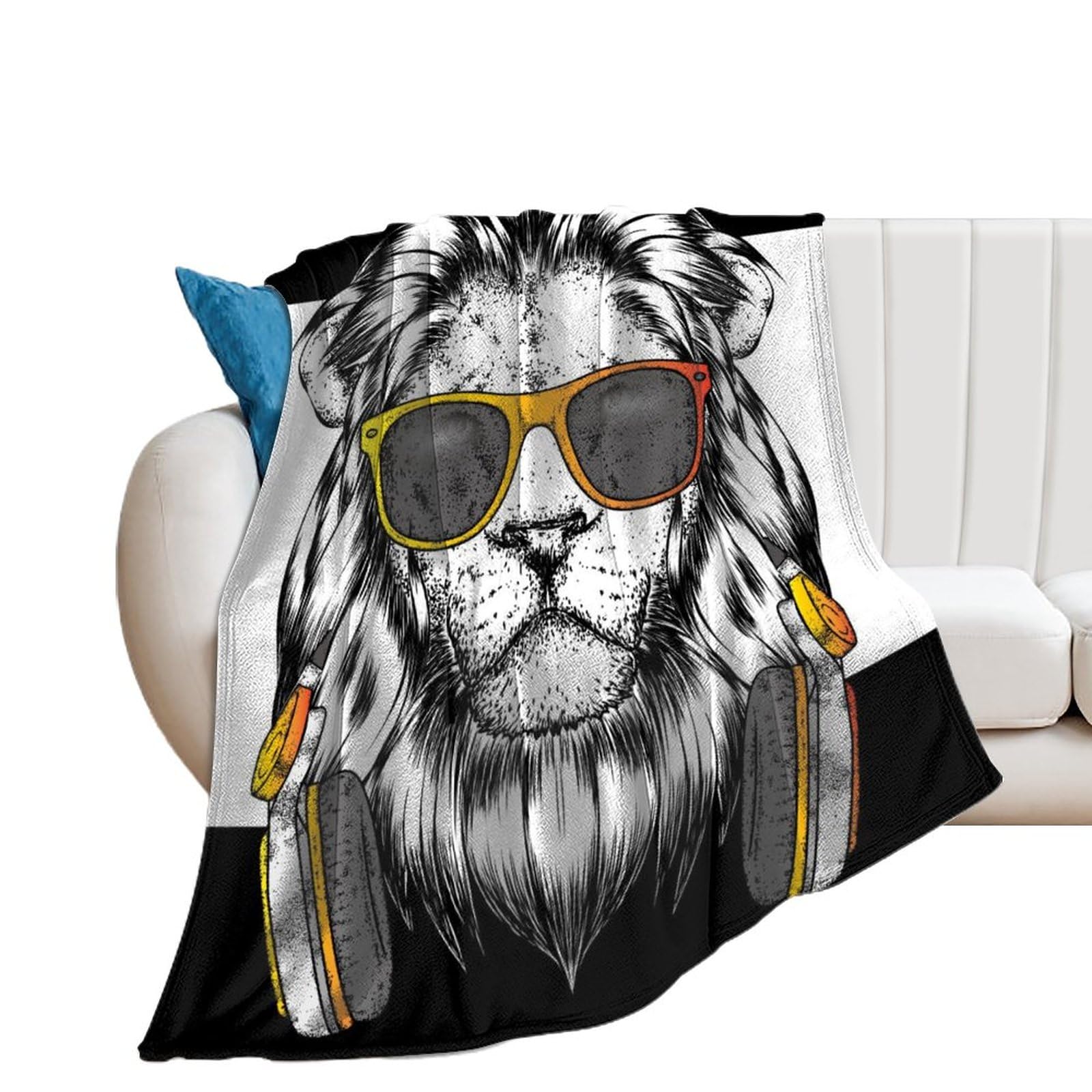 Plaid canapé flanelle couverture polaire lion doux jeté 130x150cm