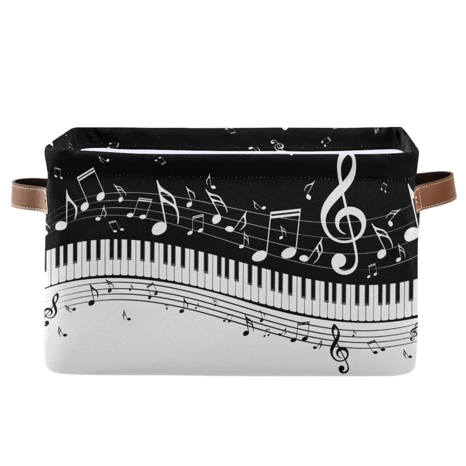 Black White Music Rectangular Storage Basket Organizer Bin Shelf Baskets For Clothes Gifts For Home Office Dorm