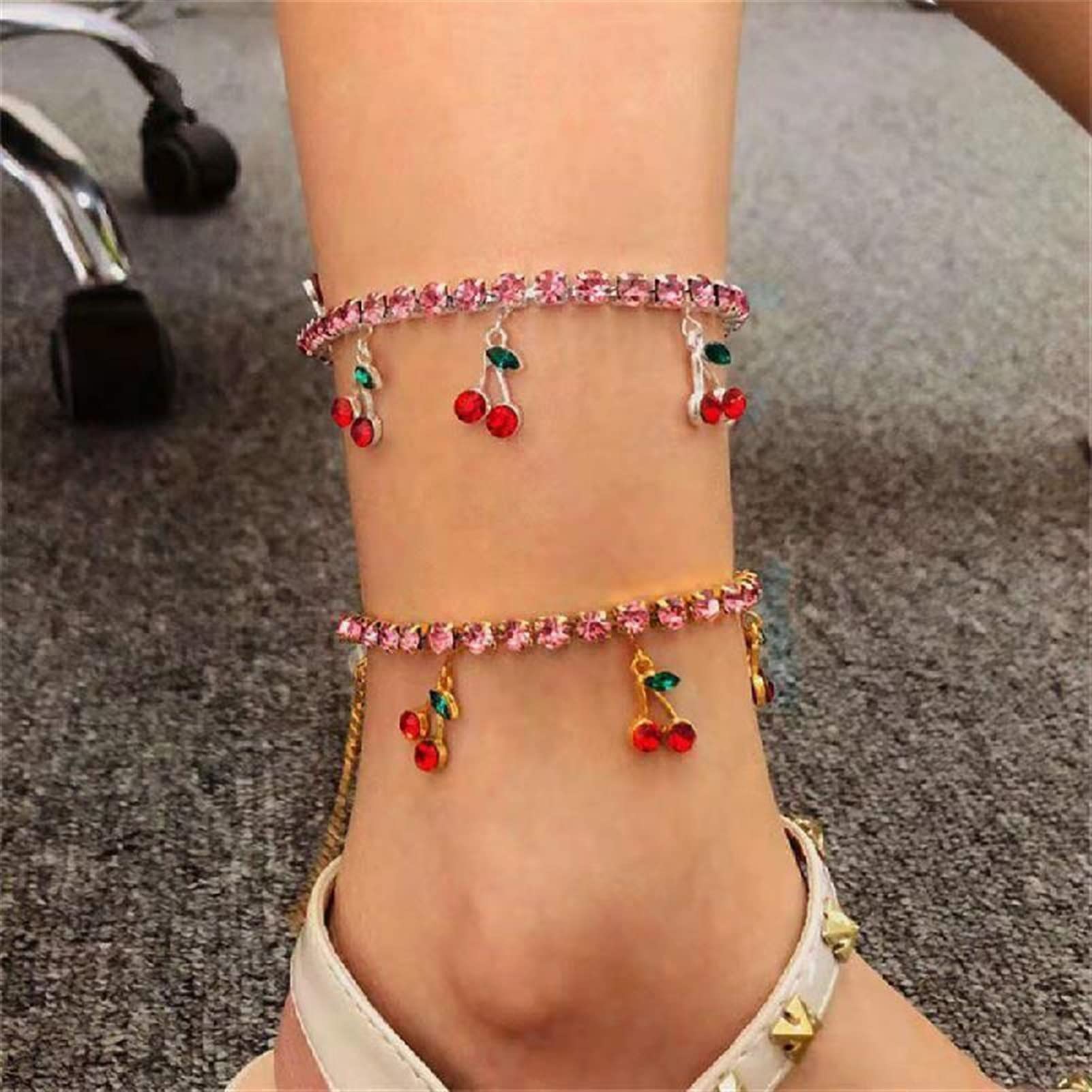 Tobilleras/Tobilleras Moda para Mujer Tobillera Temperamento Circón Tobillera Brillante Ajustable para Wea Diario (9 + 2 cm) Pulseras de Tobillo (Color : Golden White zirconi)