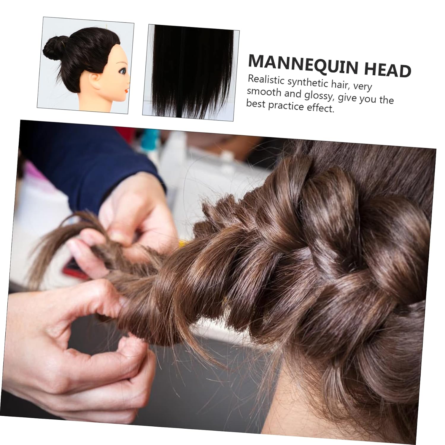 Practice Cosmetology Mannequin Head Hair Styling Braiding Wig Mannequin Hair Doll for Education