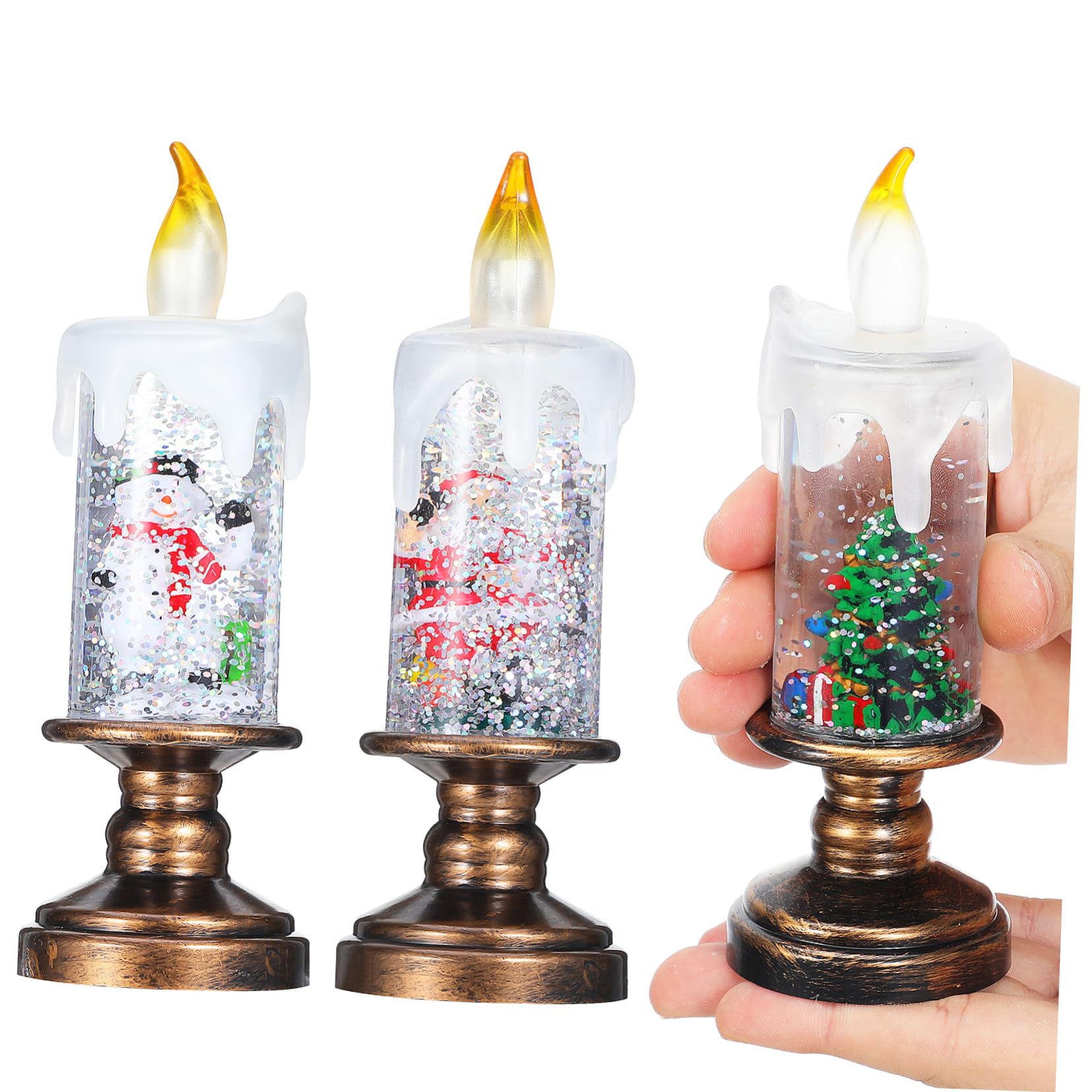 Décoration festive électrique : bougies sans flamme Noël et boules à neige LED