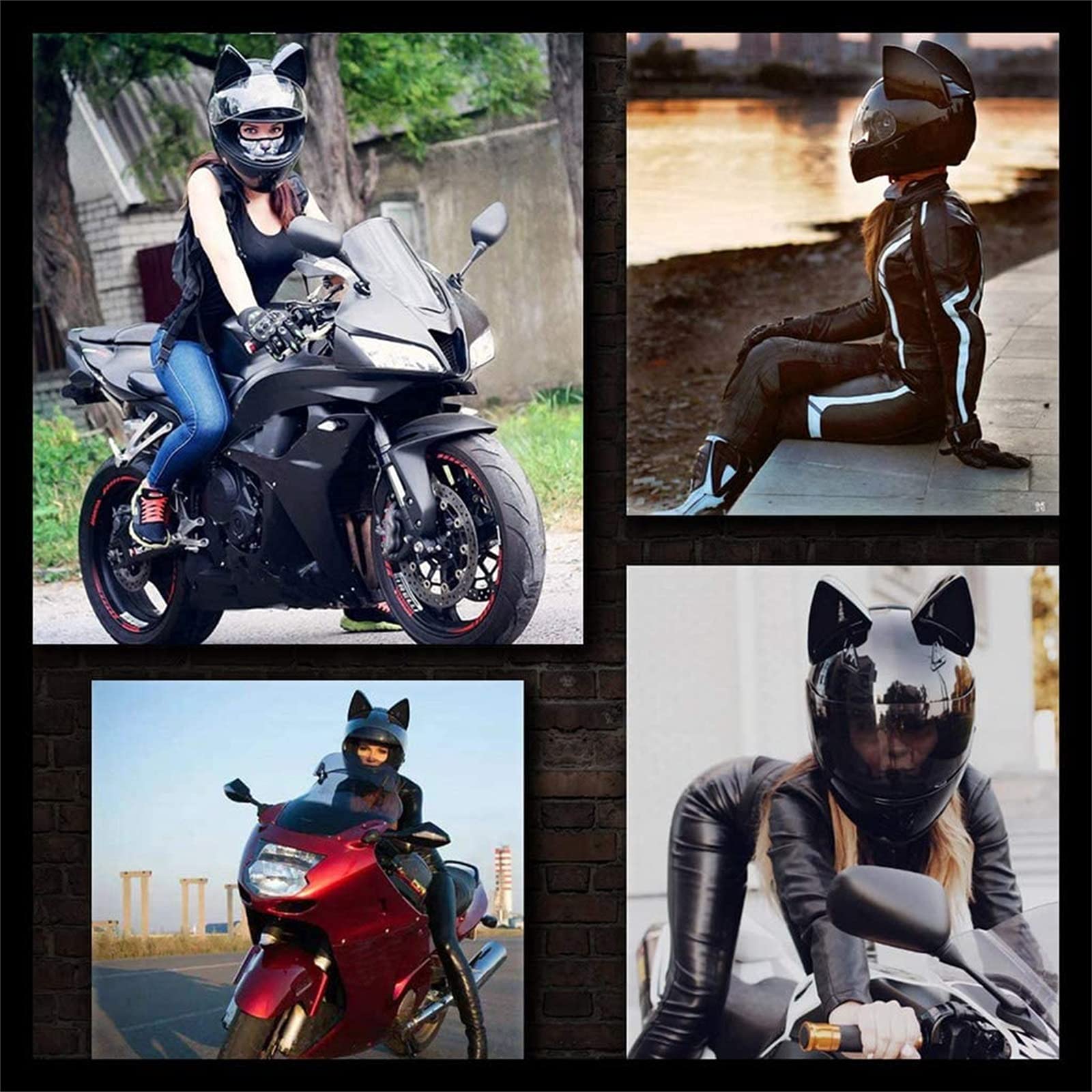BGMKE Motorrad Modularer Bluetooth-Helm Klapphelm Full Face Motorradhelm Mit Katzenohren ECE Zertifiziert Damen Herren Integralhelme Motorrad Integrierter Roller-Helm Mofa Helm Moped-Helm