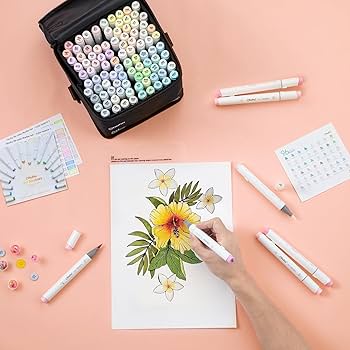 Amazon | Ohuhu マーカーペン 筆タイプ 96薄色 プロ愛用 パステル