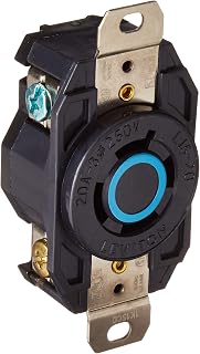 Leviton 2420 20 Amp, 250 Volt- 3PY, Flush Mounting Locking Receptacle, Industrial Grade, Grounding, V-0-MAX (Black)