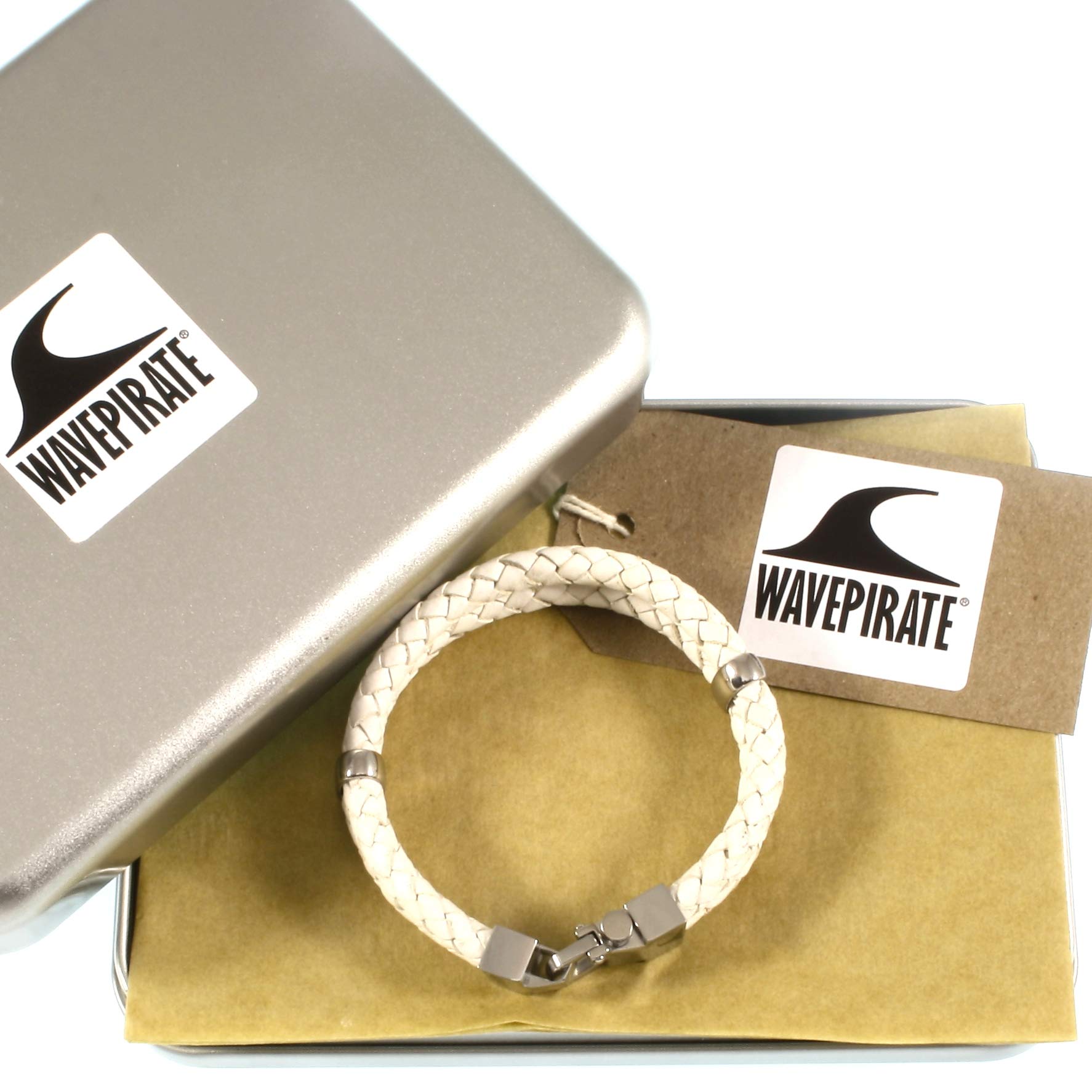 Echt Leder-Armband TURN F Weiss Herren-Armband Männer-Armband Geschenkbox Magnetverschluss Edelstahl