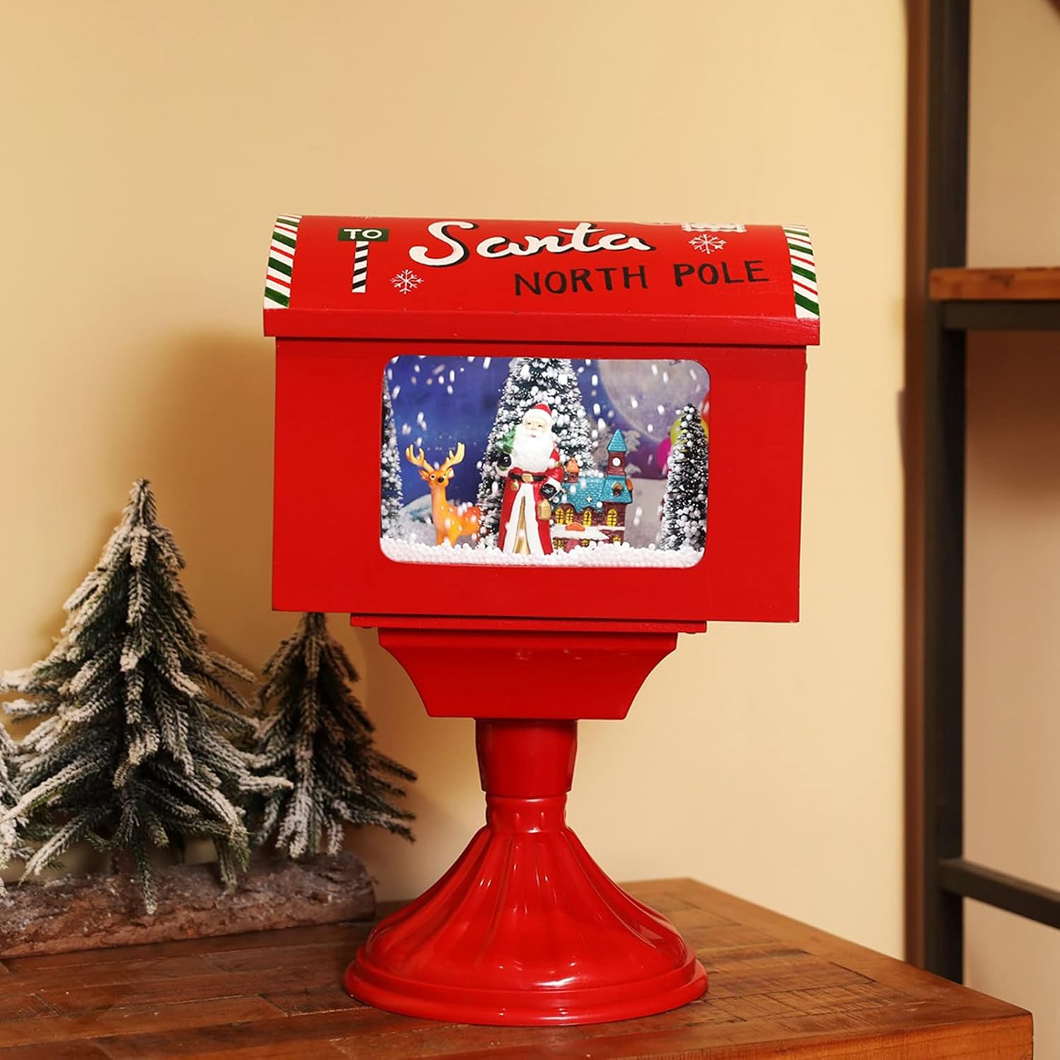 AIZYR Christmas Snow Globe Lantern - Christmas Snowing Lamp Street Lamp with Musical and LED Light for Christmas Home Decoration and Gift