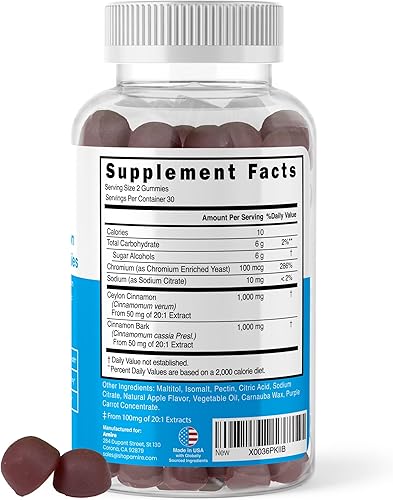 Miniatura 2 de Amire by Dr. Awan Gomitas veganas de canela de Ceilán sin azúcar, reemplazan las cápsulas y píldoras de canela de Ceilán, 120 unidades