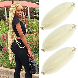 Afro Twist Hair 16 Inch 3 Packs, Springy Afro Twist Hair Pre Fluffed Spring Twist Hair Pre Stretched Wrapping Hair for Soft Locs Hair Extensions (16 Inch (Pack of 3), 613)