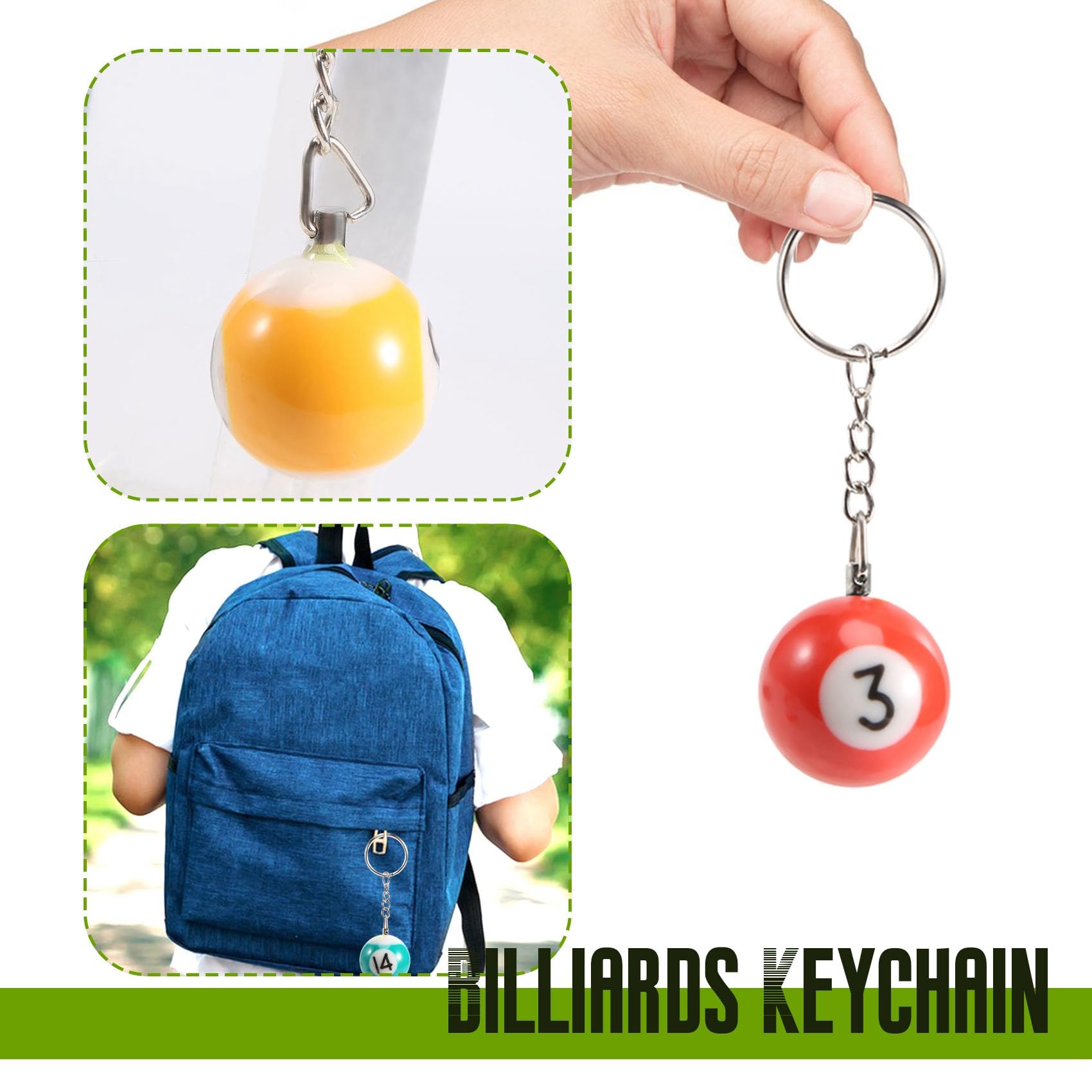 Amazon.co.jp: Chaksy カラフルなビリヤードボールキーホルダーセット