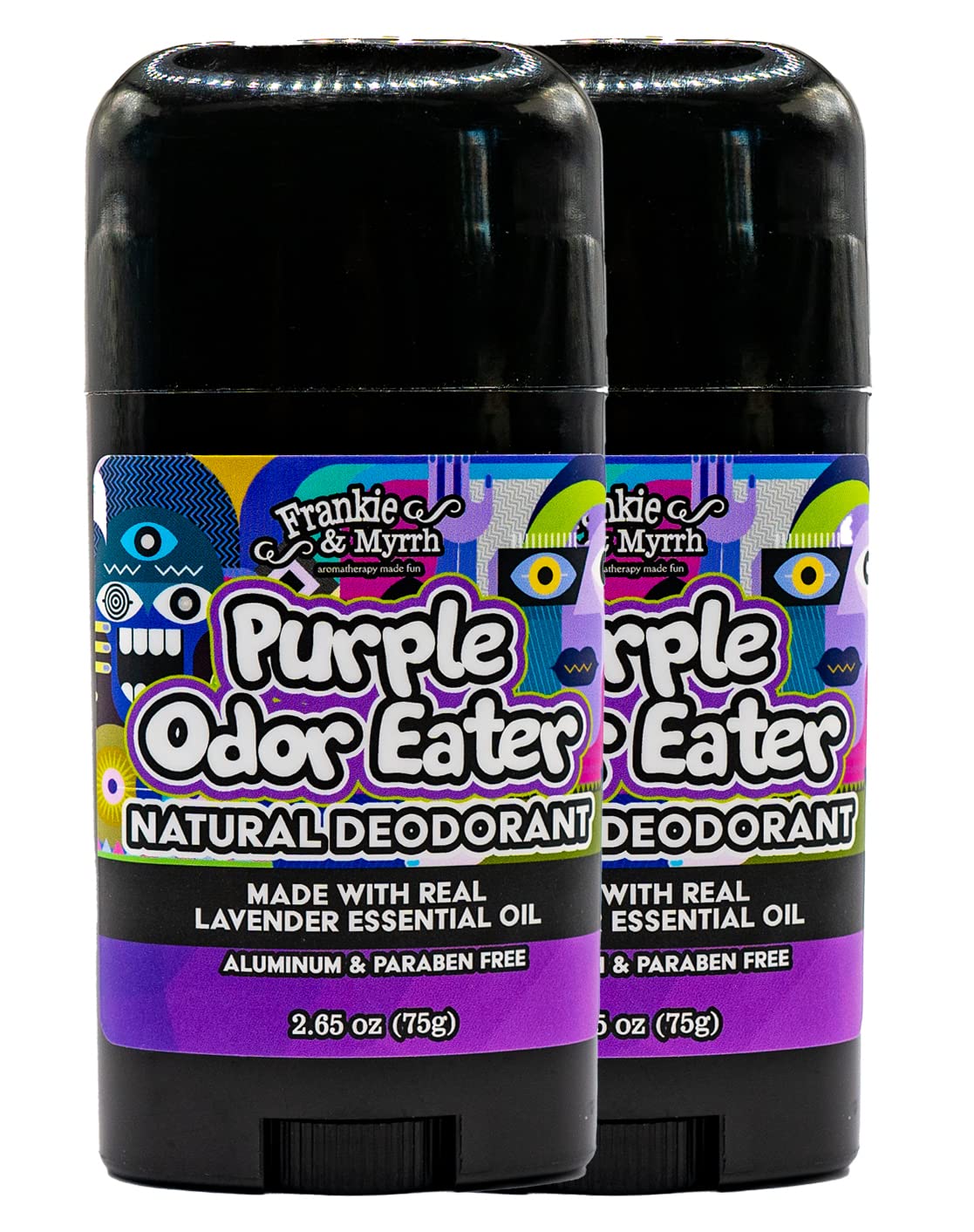 Frankie & Myrrh Purple Odor Eater Deodorant 2-Pack | Lavender Scent | Natural with Essential Oils | Aluminum-Free (256 oz each) | Paraben & Phthalate Free