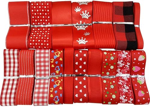 Miniatura 5 de Libiline Cinta de grogrén de organza satinada rosa y fucsia, 20 yardas, para manualidades, embalaje de bricolaje, accesorio para el pelo (rosa)