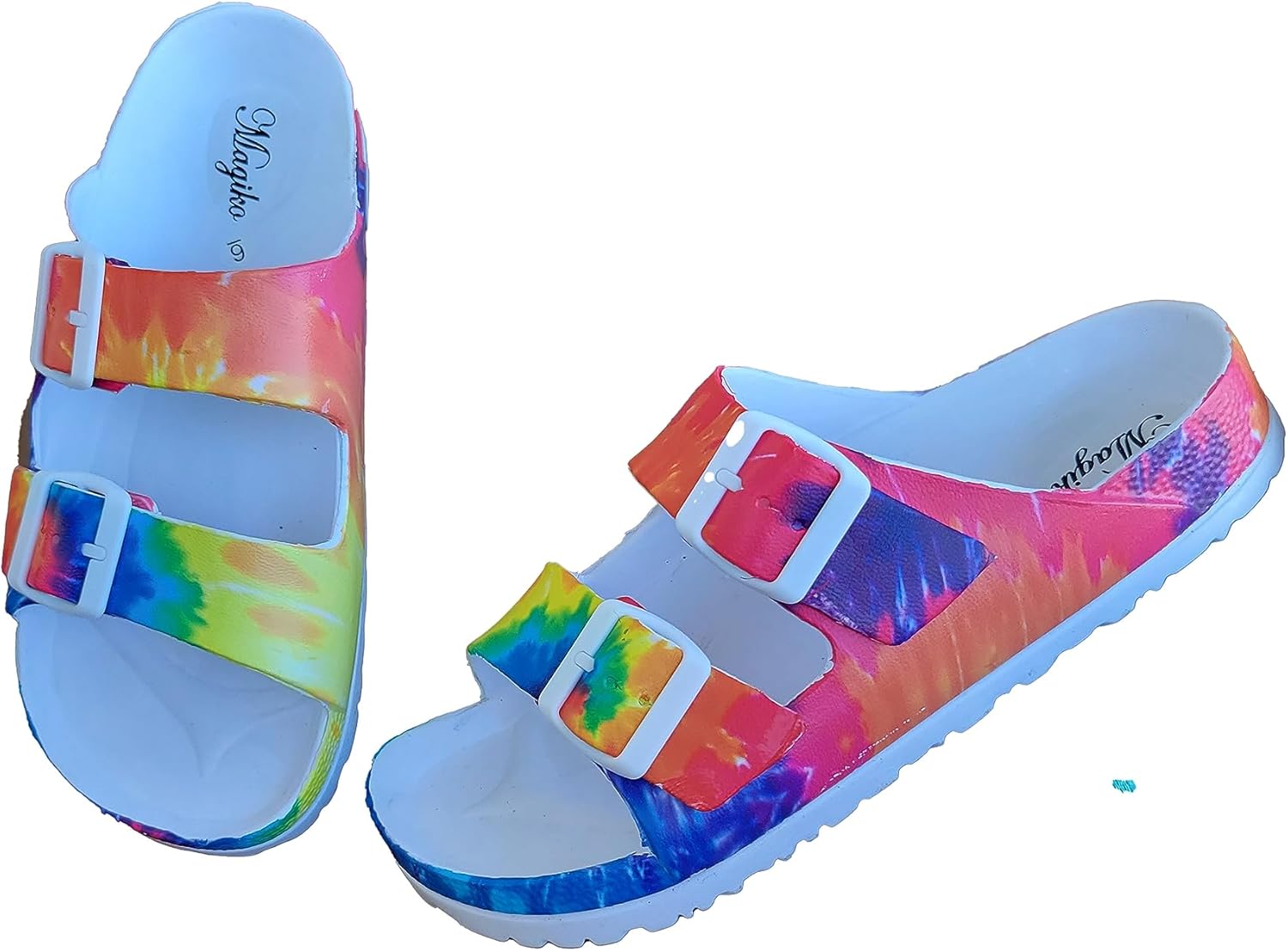 Slides Sandals Adjustable Double Buckle Strap EVA Sandals Flat, All Season Comfortable Light Weight Slides, Indoor and Outdoor Flip-Flops Anti-Slip Sole Waterproof Sandals - Image 7