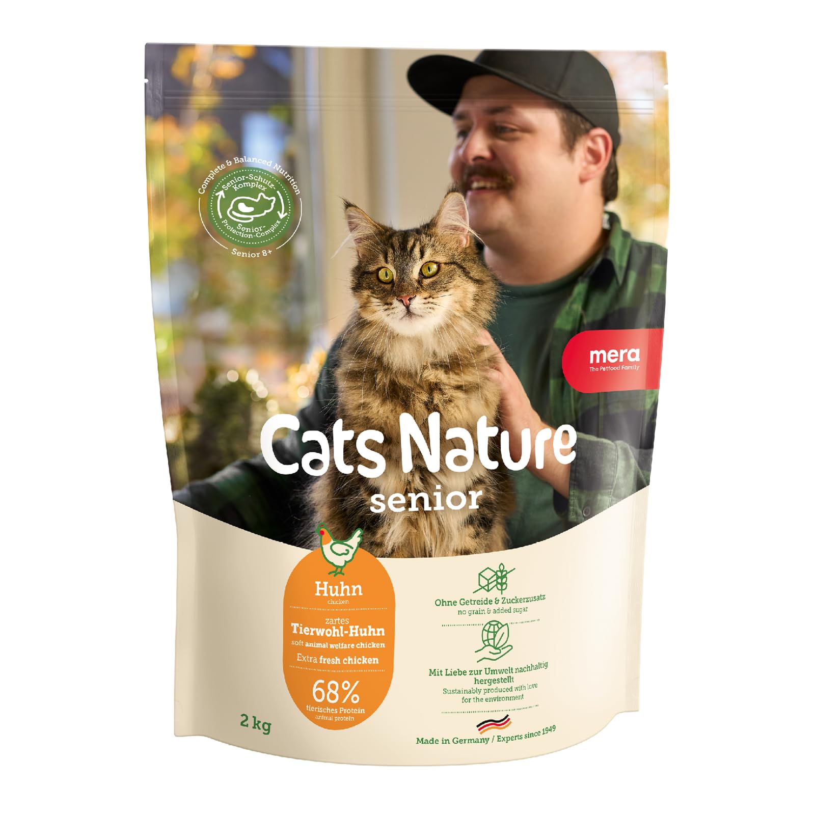 MERA Cats Nature Huhn Premium Senior Katzenfutter Trocken 400g | Getreidefrei, zuckerfrei & nierenschonend | Trockenfutter für Katzen mit hohen Fleischanteil | Dry Cat Food