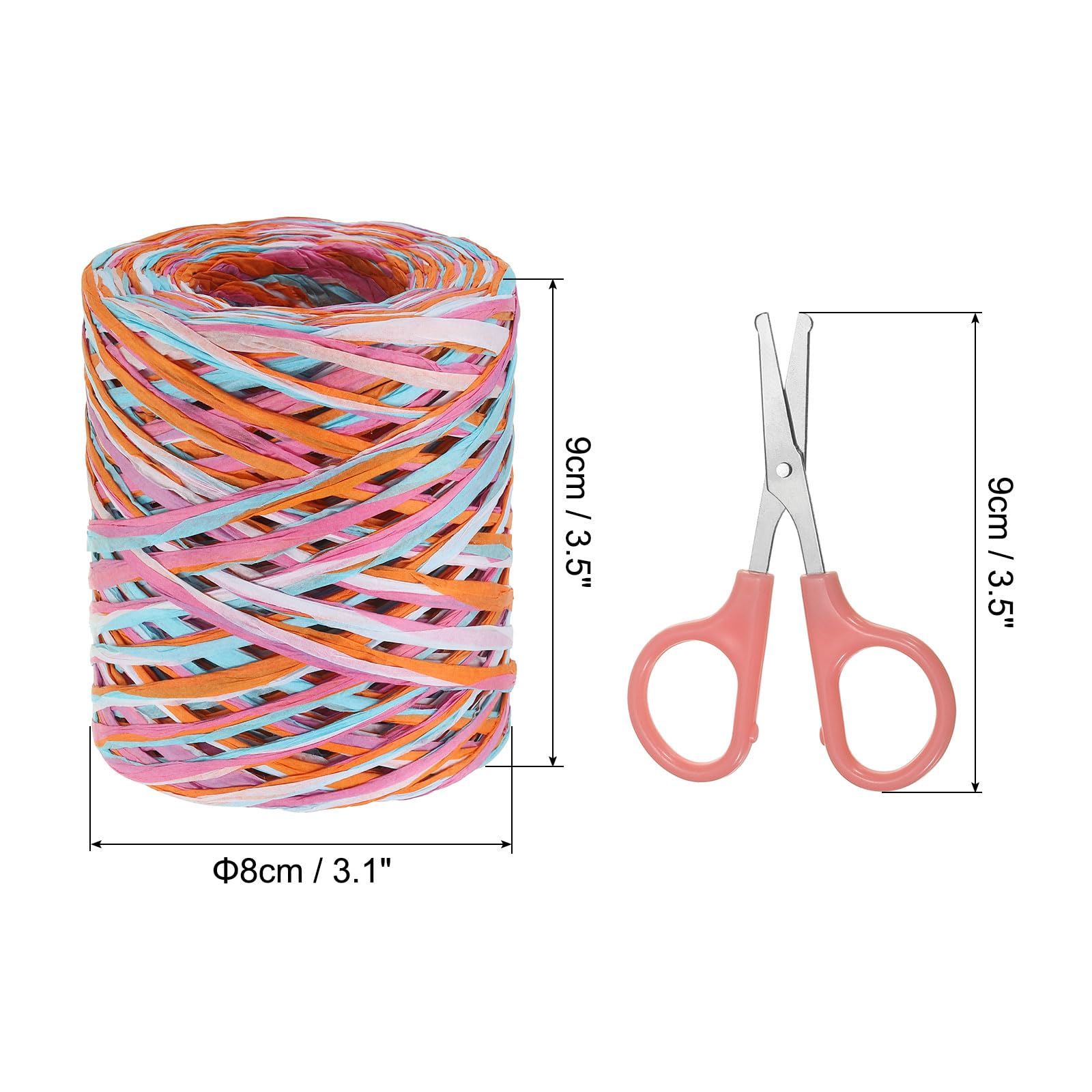 PATIKIL Raffia Paper Craft Ribbon Assortment Kit, Natural Raffia String with Scissor for Gifts Flower Bouquets, Decoration - Image 2
