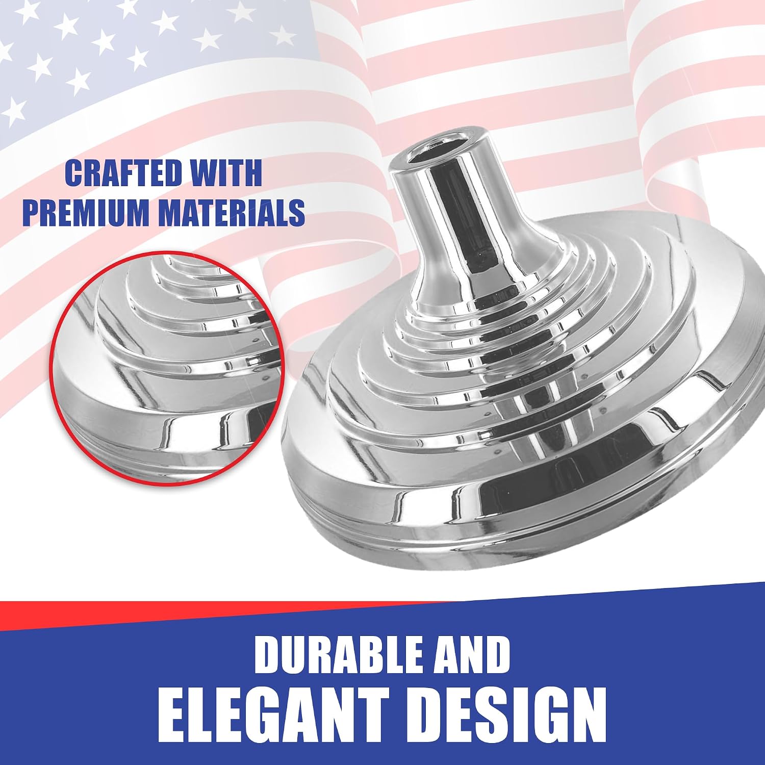 Super Tough Floor Stand (Silver) for Indoor Flagpole | Durable ABS Construction | Sparkling Chrome Finish | Fits Poles from 3/4" to 1 1/4" | Indoor Display | Easy to Assemble