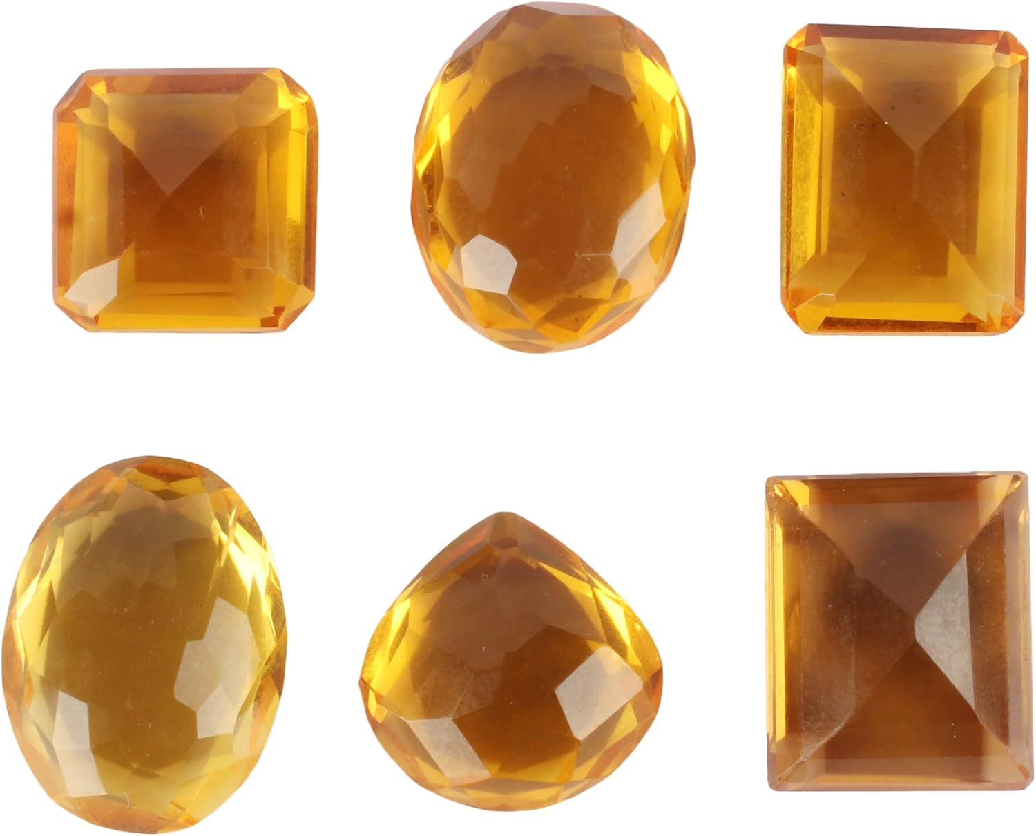 GEMHUB Yellow Citrine Gemstones 100 Ct Lot of 6 Pcs Mix Shape Yellow Faceted Natural Loose Gemstones for Jewelry Making AB-023