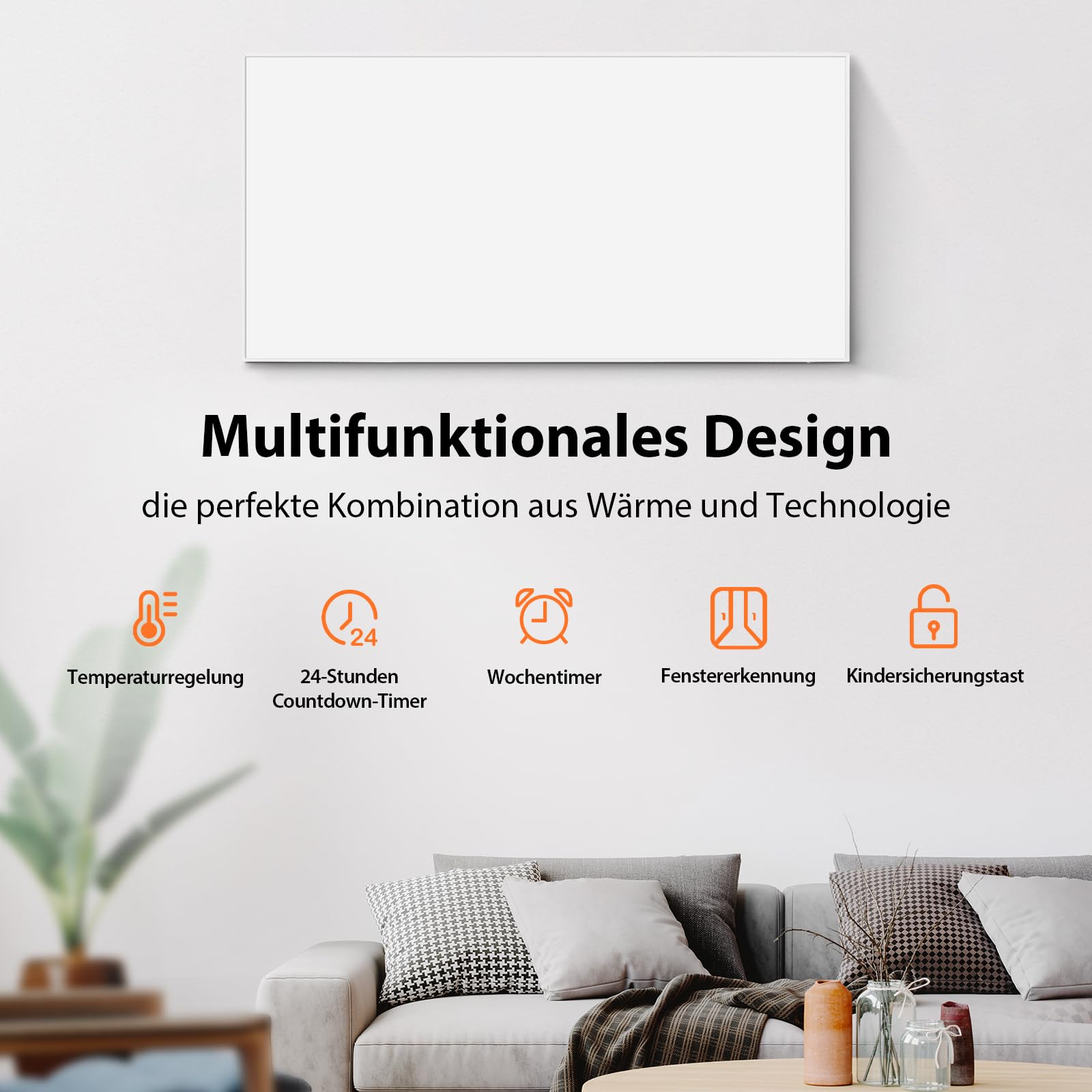 Infrarotheizung WiFi-Steuerung 1000 W - Bodenstehend, an der Wand montiert, Infrarot-Heizung energiesparend, mit Fernbedienungsthermostat