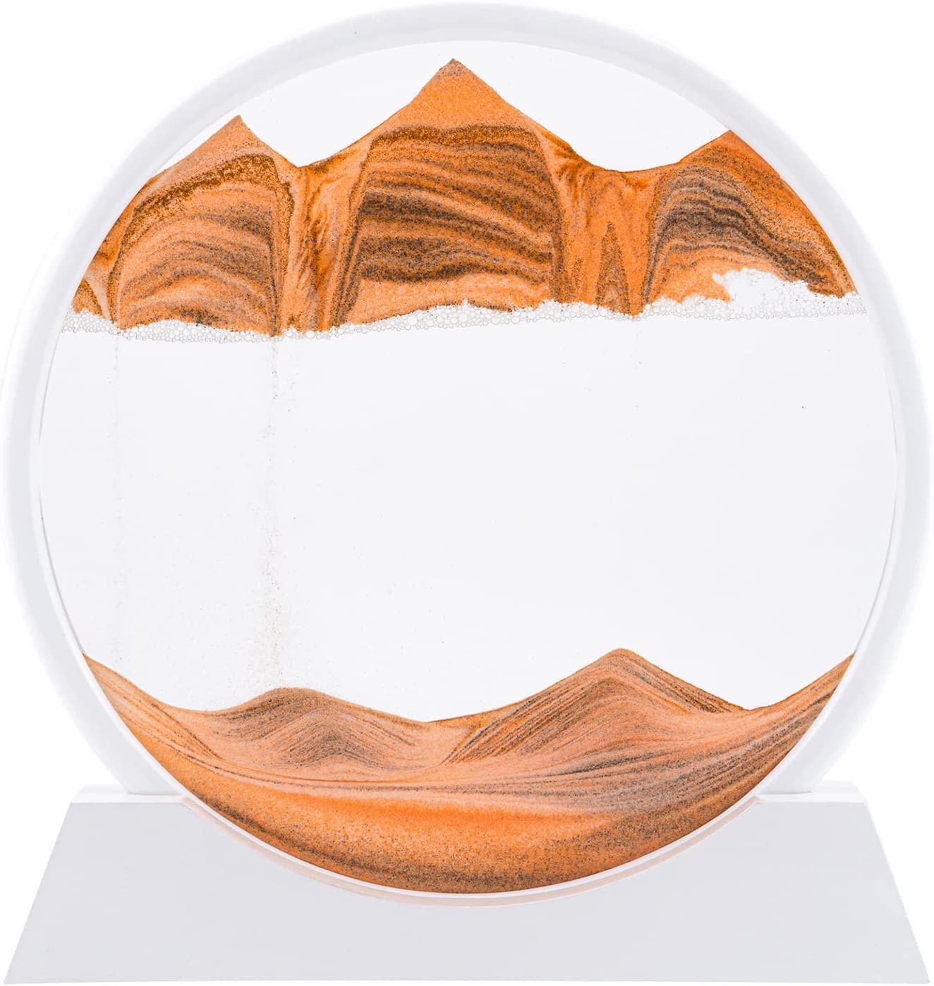STAR WORK Moving Sand Art Decor - Round Moving Sand Art Frame, Sand Art Liquid Motion, Stress Relief, Suitable for Living Room, Office, Home, Art Gallery In White Frame (7 IN, ORANGE) (B0BCQMPXRQ) Amazon Price History, Amazon Price Tracker