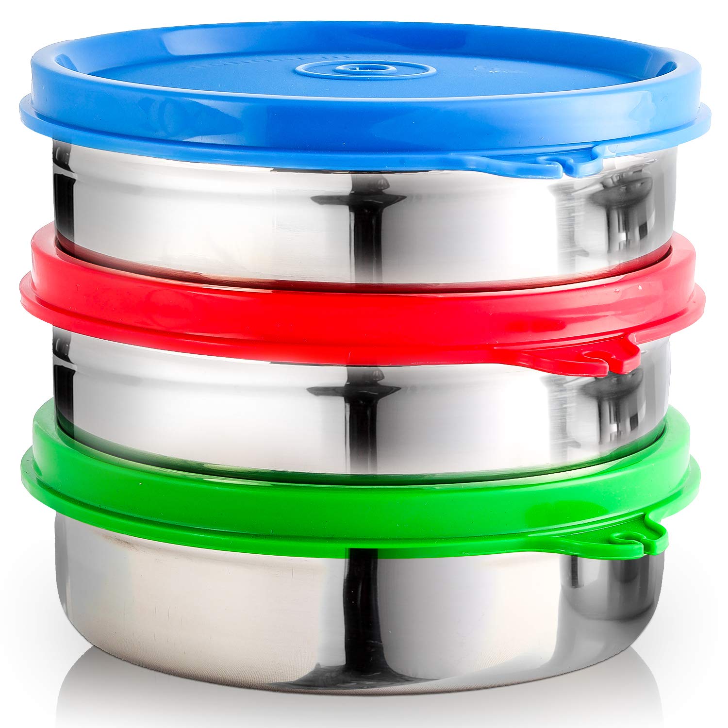 Signoraware Stainless Steel Containers Set | Eco Friendly Storage Canisters | Modern Airtight Keeper for Tea, Sugar, Snacks, Condiments, Flour, Coffee, Leftovers | 3 Pack (6.8 oz flat)