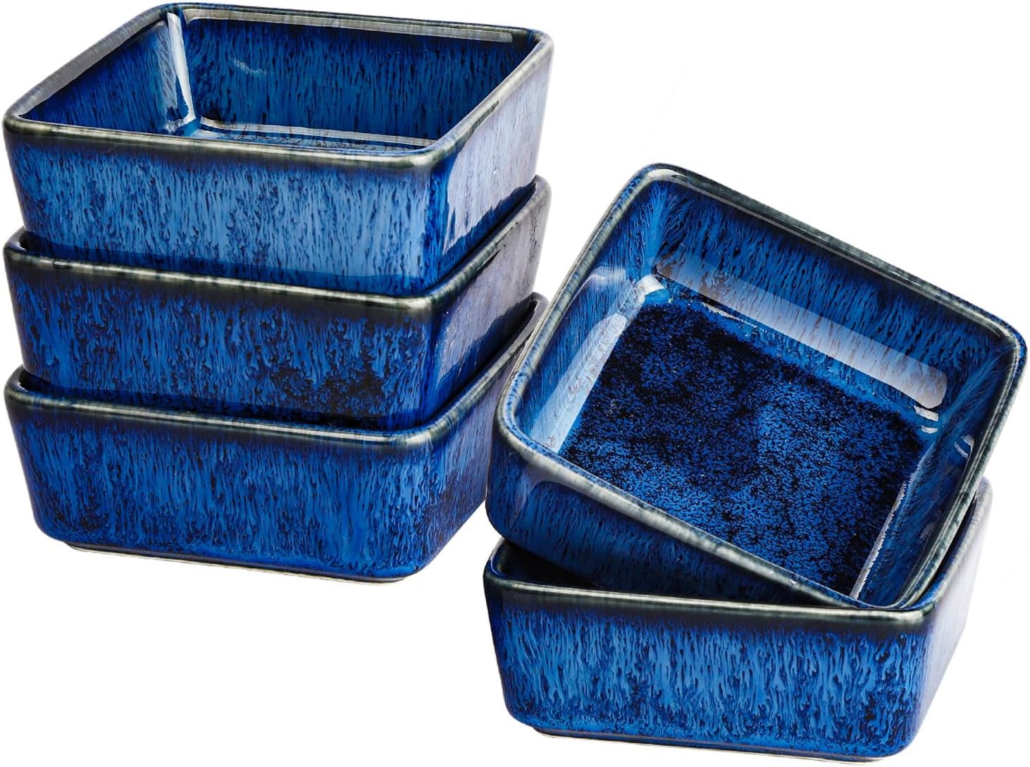 5 pack Ceramic Dipping Bowls 4 Inch Small Soy Sauce Dishes for Sushi Olive Oil Blue Appetizer Plates for Charcuterie Board Condiments Snacks