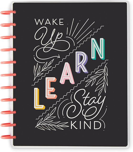 Happy Planner 12-Month Daily Teacher Layout Lesson Planner, Back-to-School Diary for August 2022 to July 2023, Disc-Bound Diary Planner, Big-Sized,Teacher Layout, 21.6 cm x 27.94 cm, Wake Up and Teach
